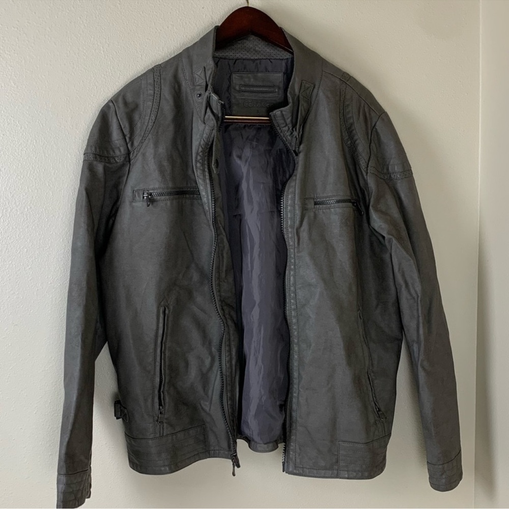 Calvin Klein men’s moto Jacket Dark gray Size Large